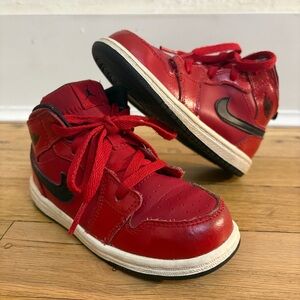 Nike Air Jordan 1 Mid Toddler Shoes Red/Black High Top Sneakers Size 8C